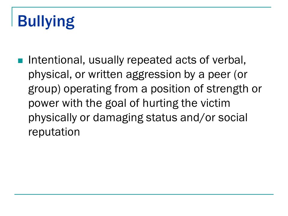 types of bullying essay Cyber bullying, physical bullying - different kinds of bullying my account preview preview better essays: types of bullying: physical. types of bullying essay Cyber bullying, physical bullying - different kinds of bullying my account preview preview better essays: types of bullying: physical.