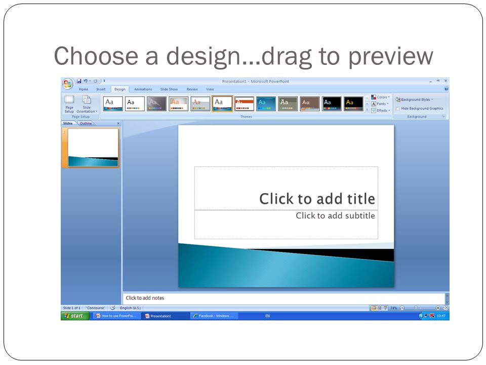 Click on Design in toolbar