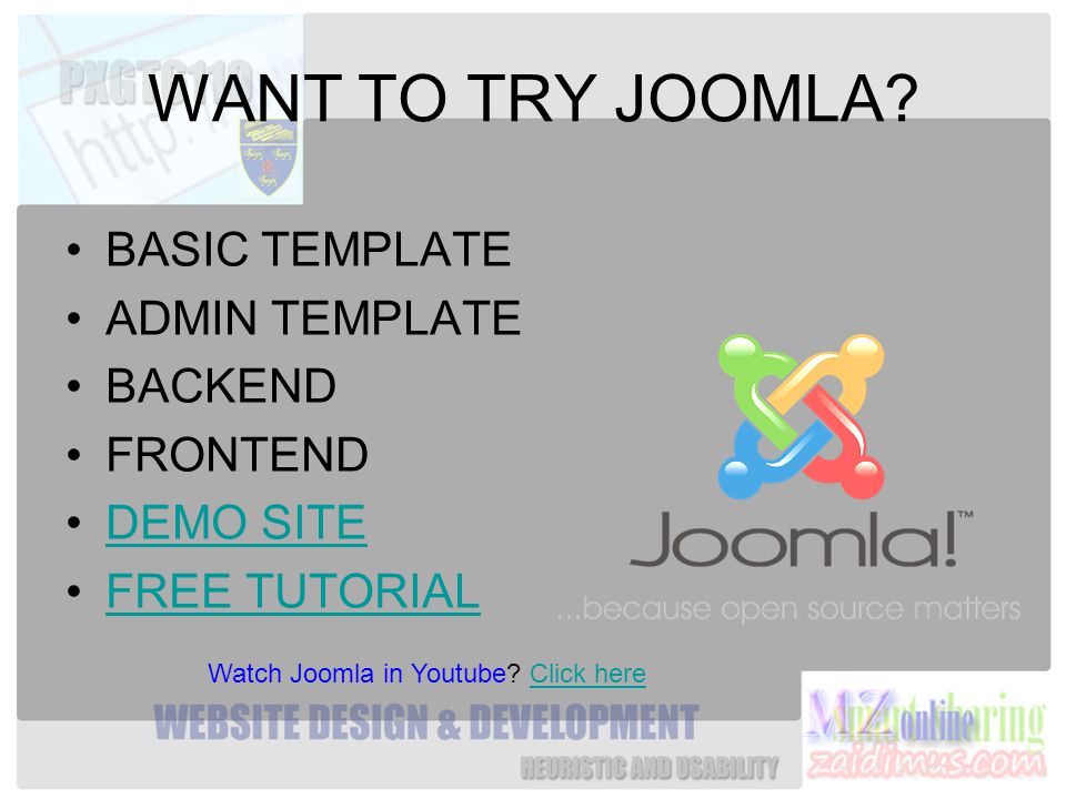 WANT TO TRY JOOMLA.
