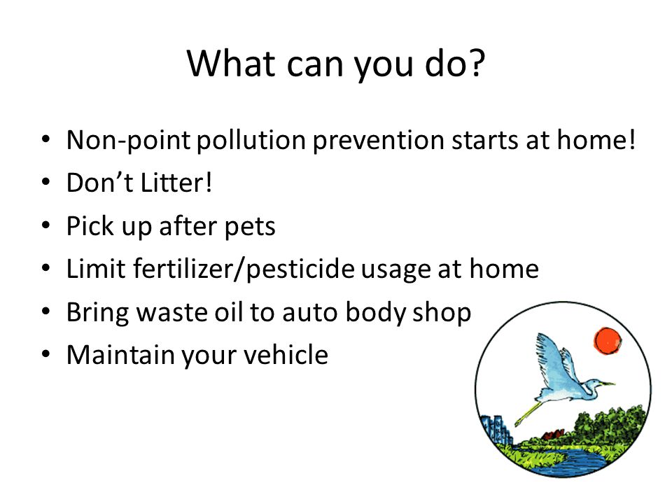 What can you do. Non-point pollution prevention starts at home.