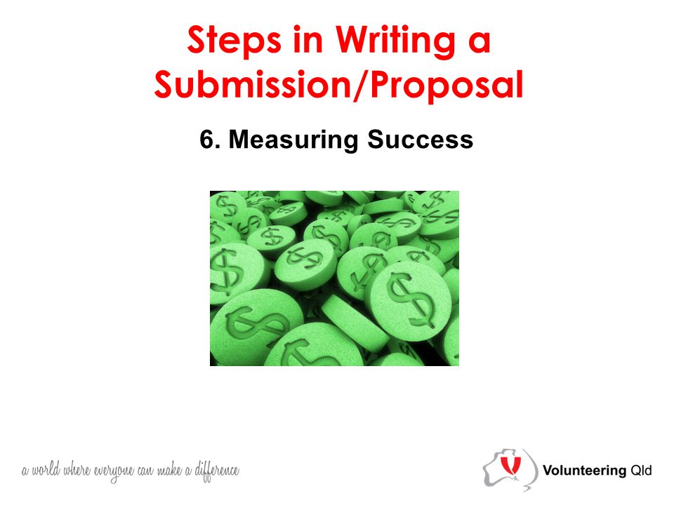 Steps in Writing a Submission/Proposal 6. Measuring Success