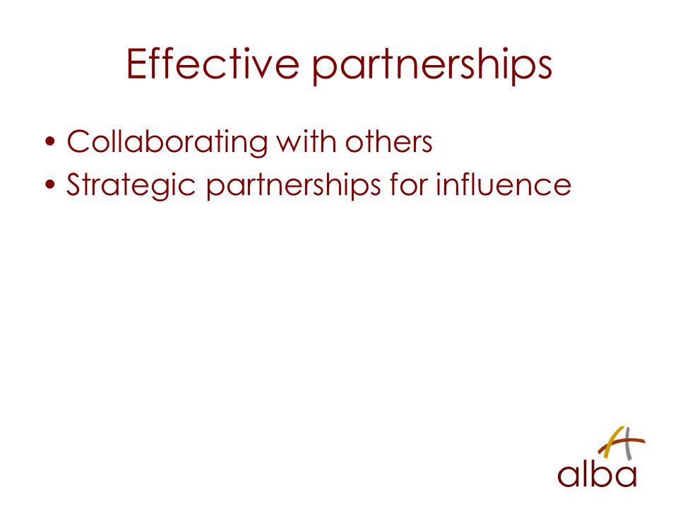 Effective partnerships Collaborating with others Strategic partnerships for influence
