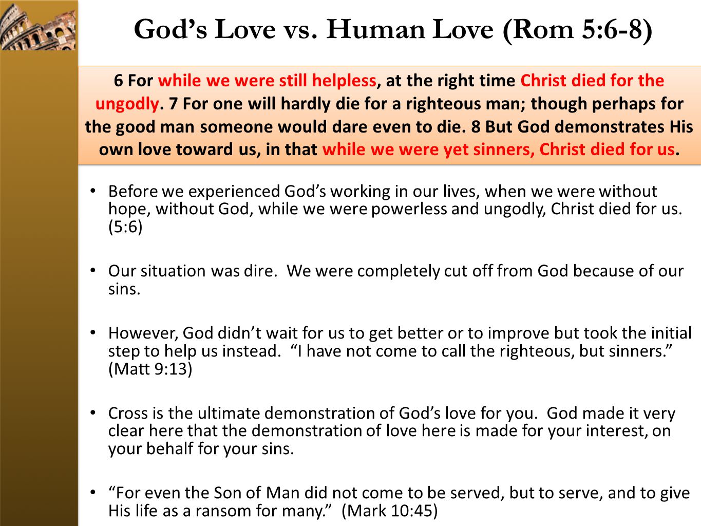 God’s Love vs.
