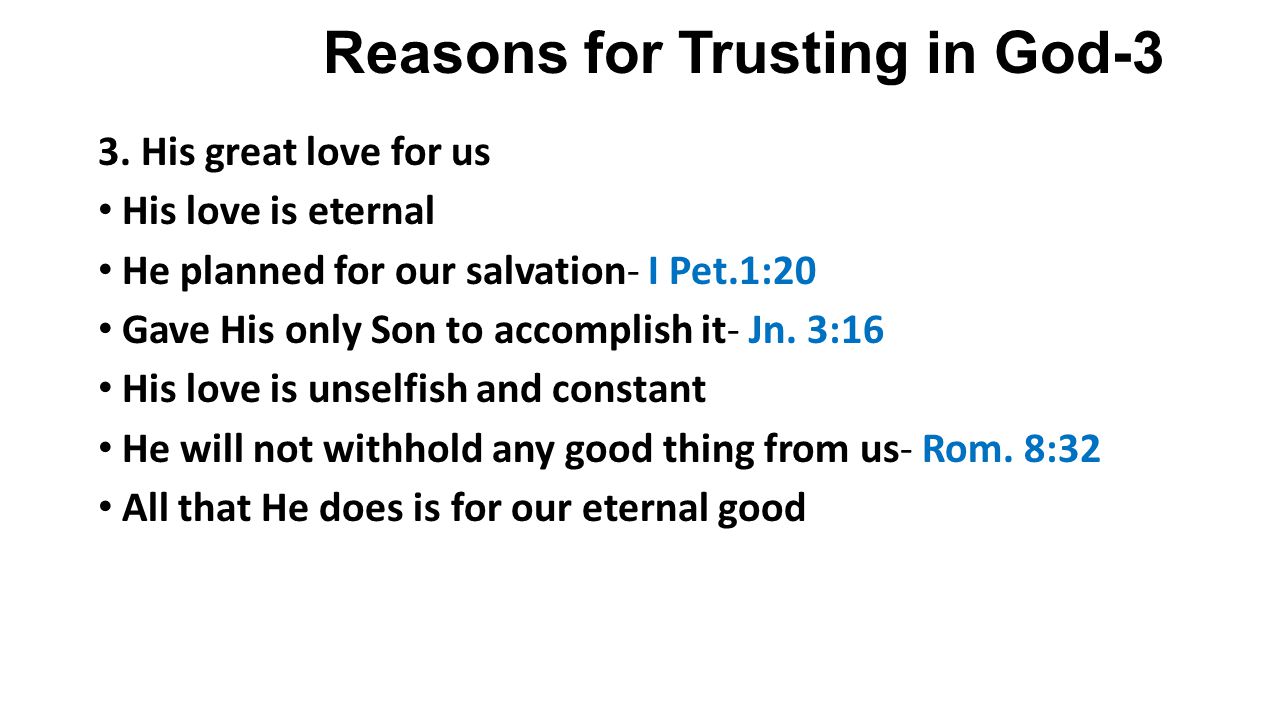 Reasons for Trusting in God-3 3.