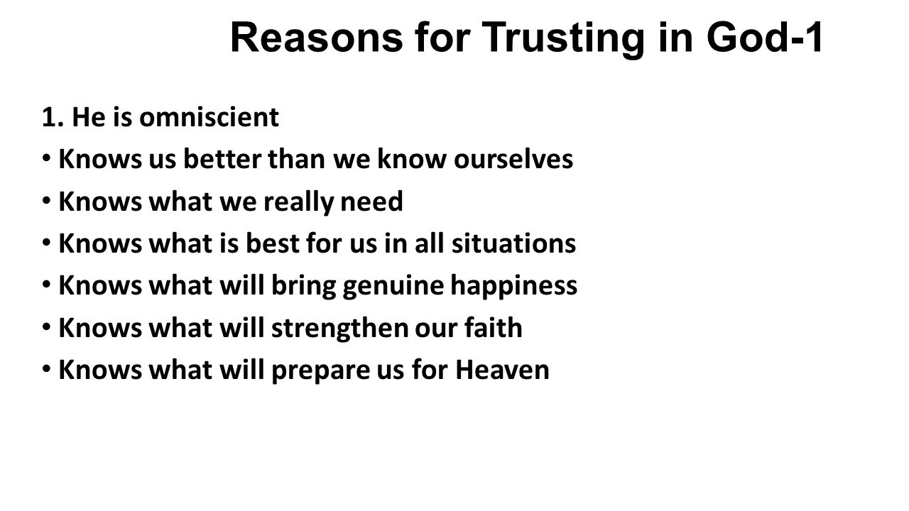Reasons for Trusting in God-1 1.