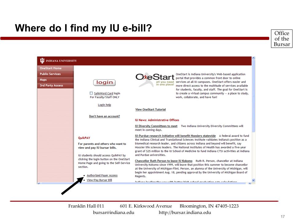 17 Where do I find my IU e-bill.