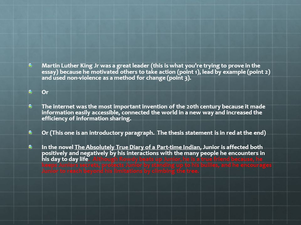 Three Point Thesis Statement Example