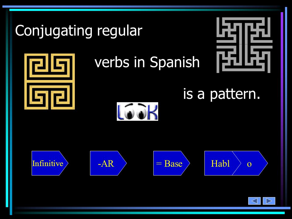 Memorization Memorization is the key to conjugating regular verbs in Spanish P u z z l e d