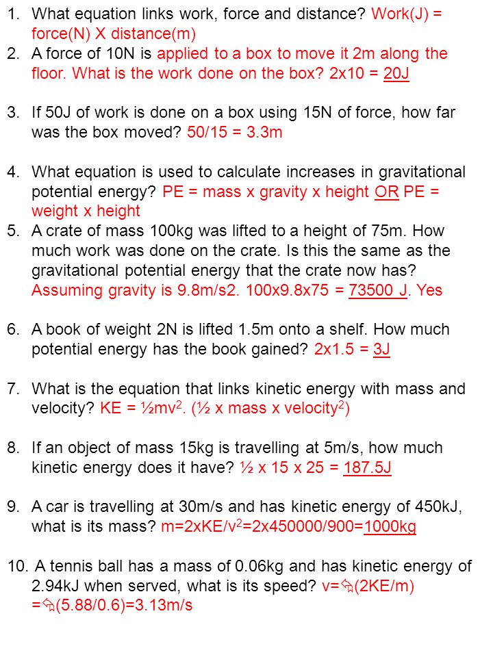 What Is The Work Equation Talkchannels Work Potential And Kinetic Energy 1 What Equation Links