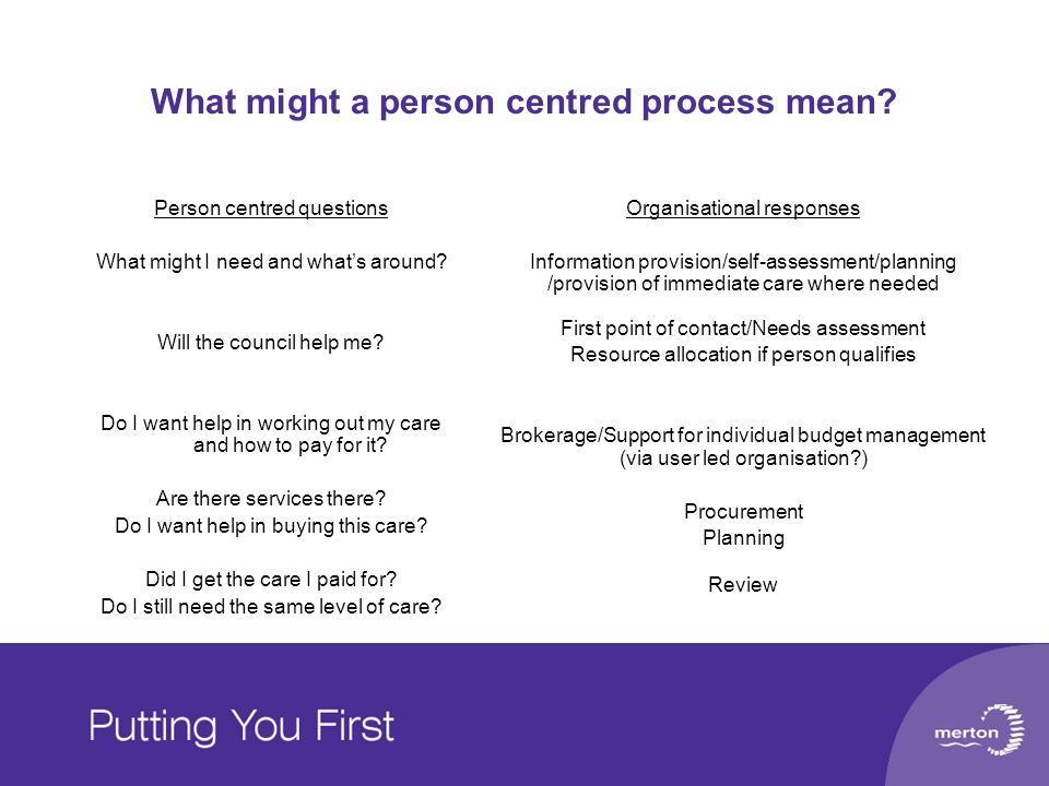 What might a person centred process mean.