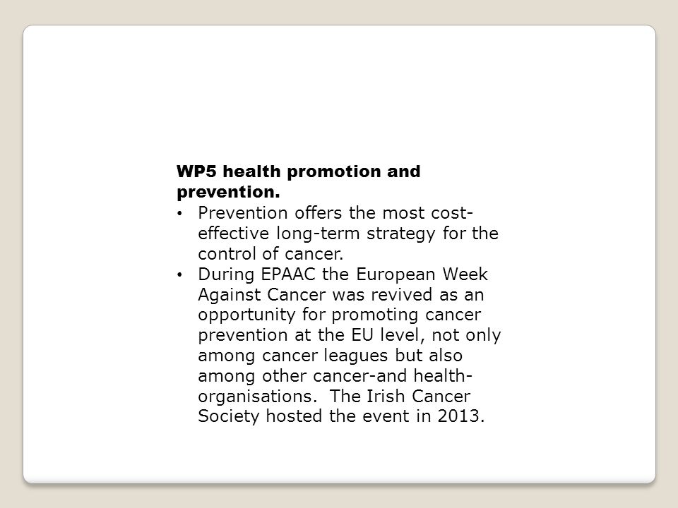 WP5 health promotion and prevention.