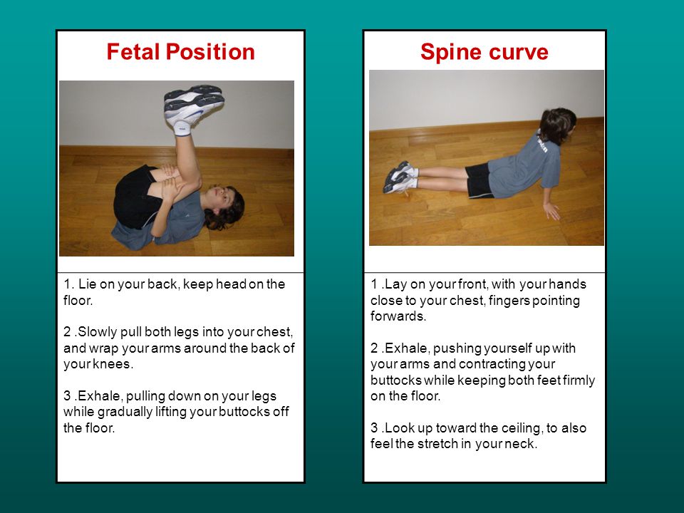 Fetal Position 1. Lie on your back, keep head on the floor.