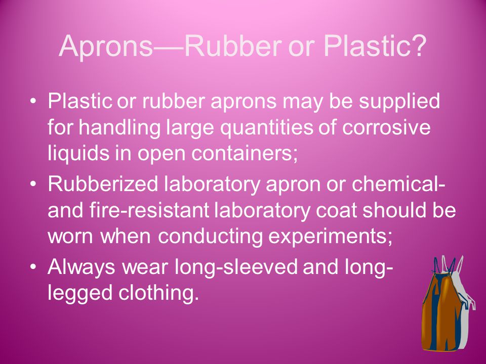Aprons—Rubber or Plastic.