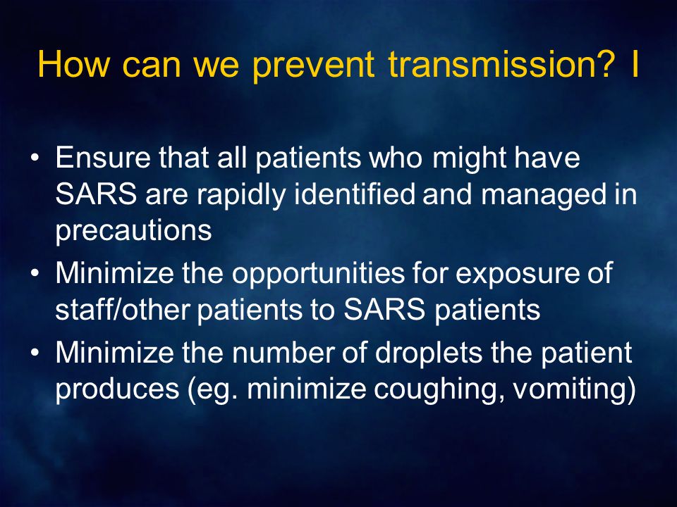 How can we prevent transmission.