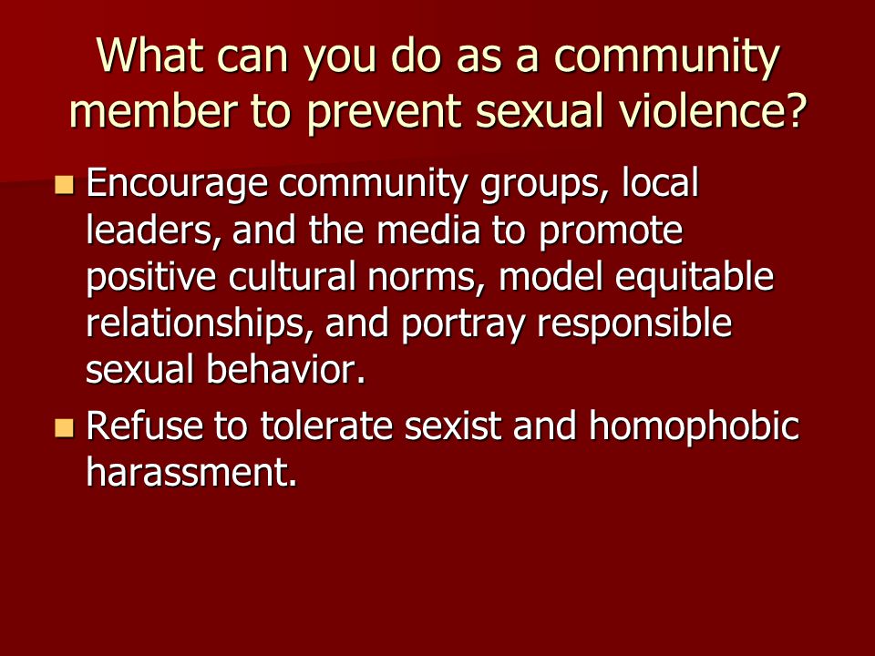 What can you do as a community member to prevent sexual violence.