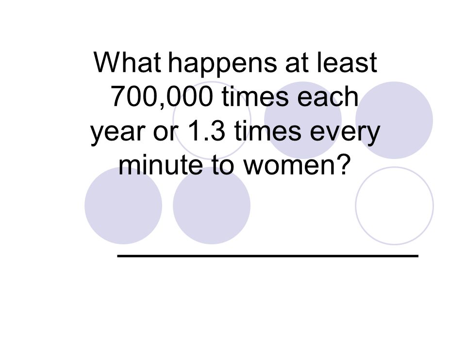 What happens at least 700,000 times each year or 1.3 times every minute to women ______________