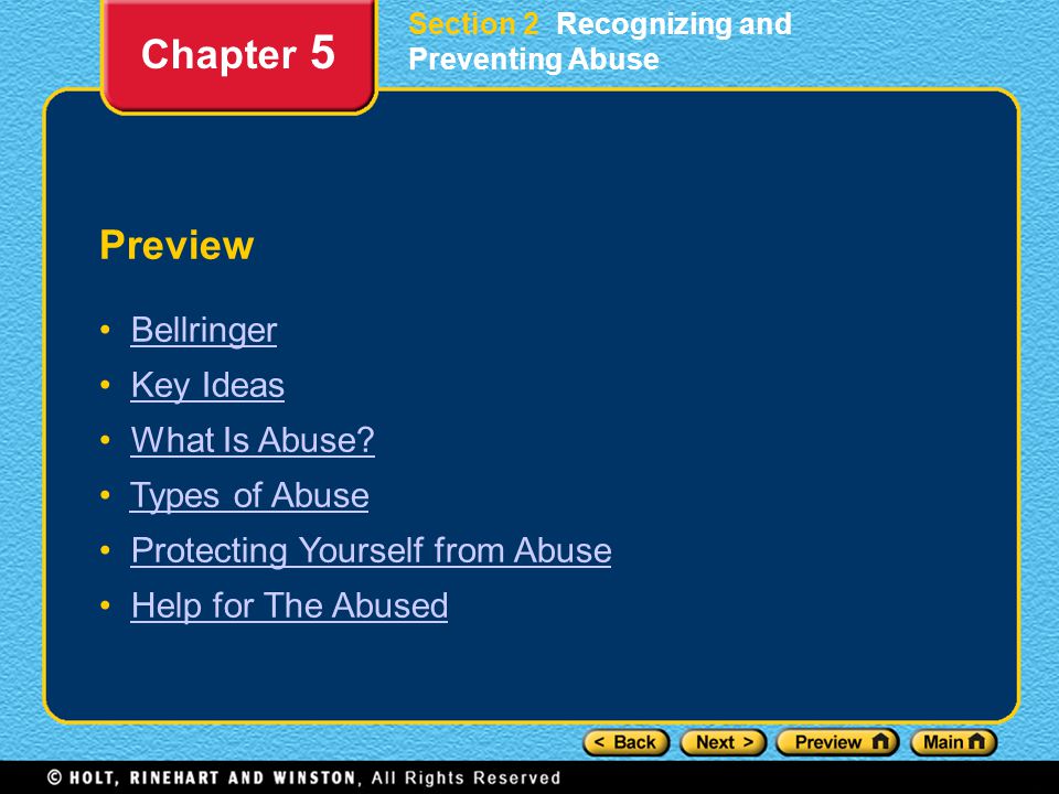 Preview Bellringer Key Ideas What Is Abuse.