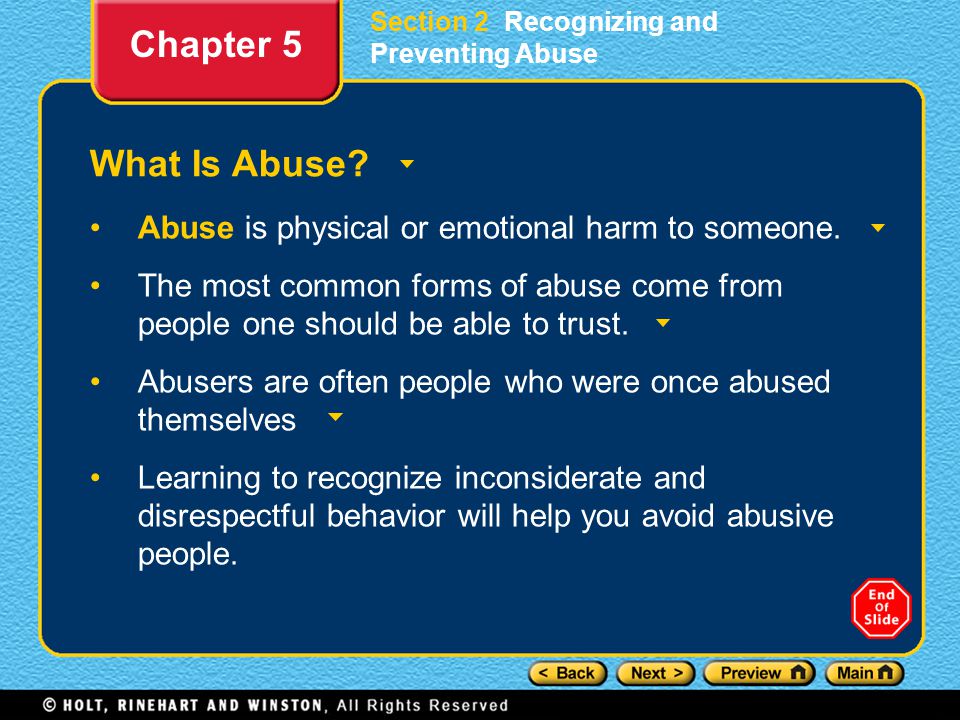 Section 2 Recognizing and Preventing Abuse What Is Abuse.