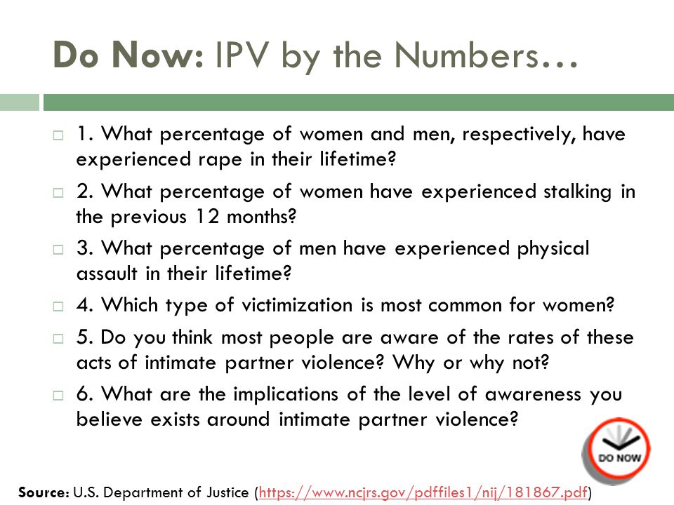 Do Now: IPV by the Numbers…  1.
