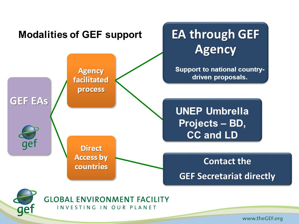 Modalities of GEF support Support to national country- driven proposals.