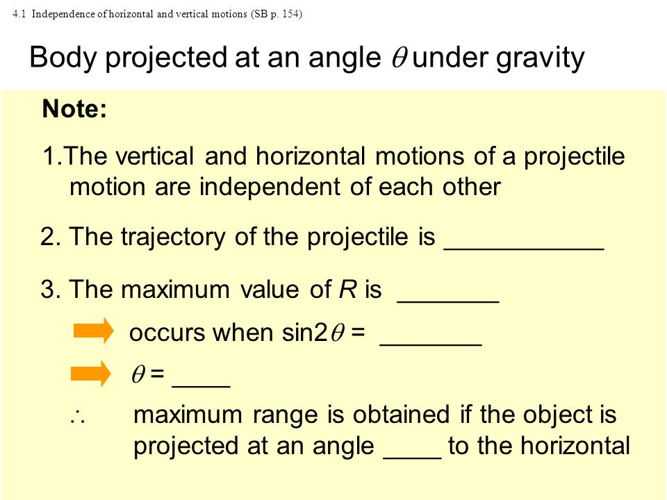 1 monkey and hunter experiment body projected horizontally under combining form for angle