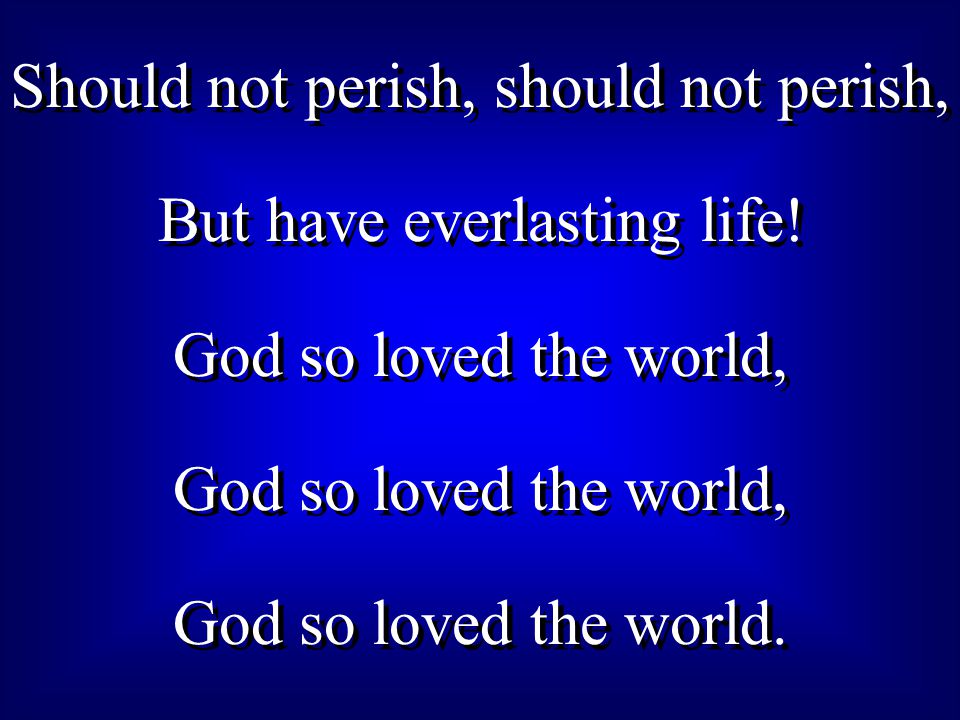 Should not perish, should not perish, But have everlasting life.