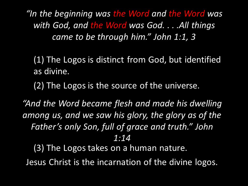 (1) The Logos is distinct from God, but identified as divine.