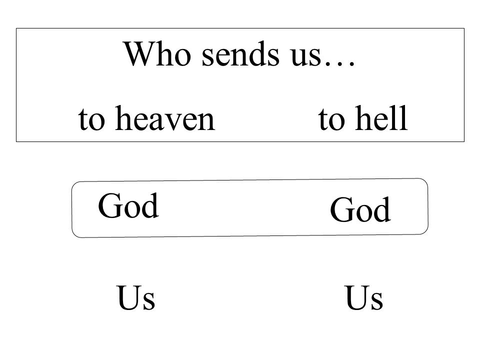 Who sends us… to heaven to hell God Us