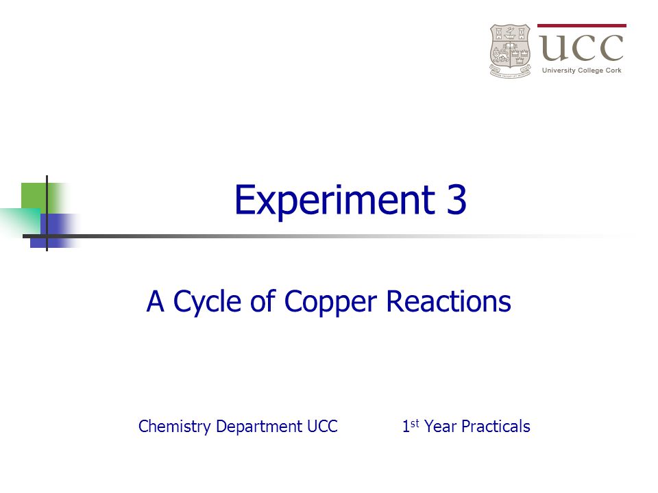 experiment 3 a cycle of copper reactions chemistry department ucc1 copper cycle lab report