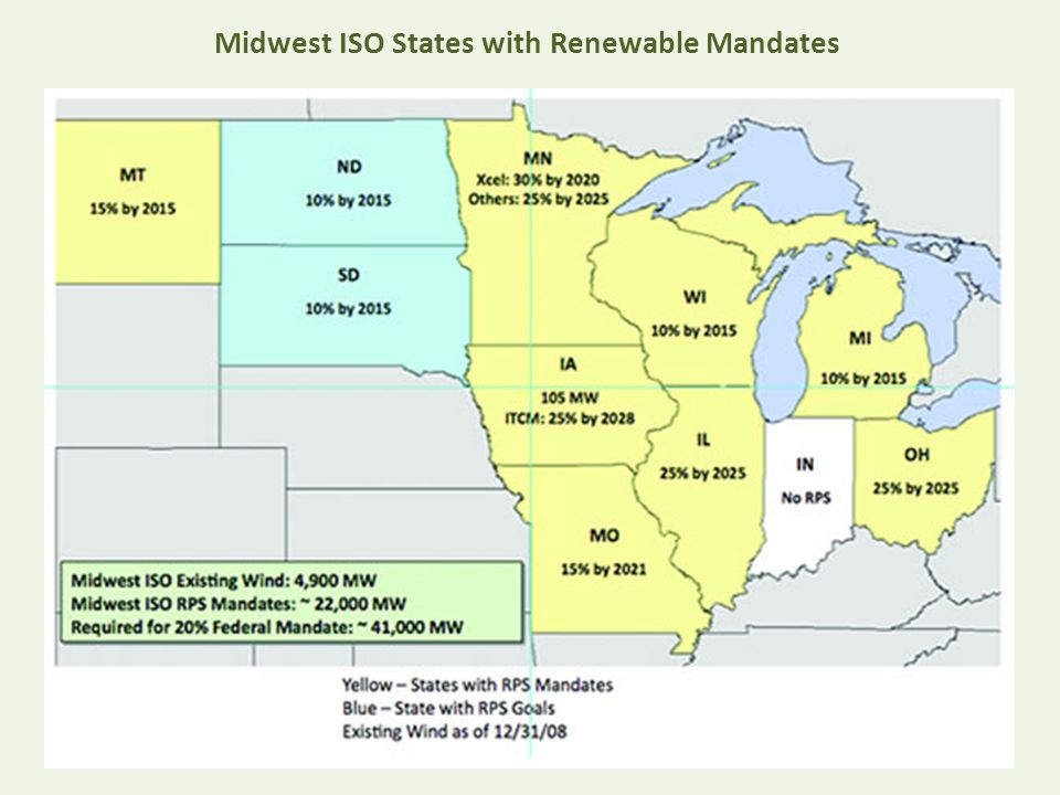 Midwest ISO States with Renewable Mandates
