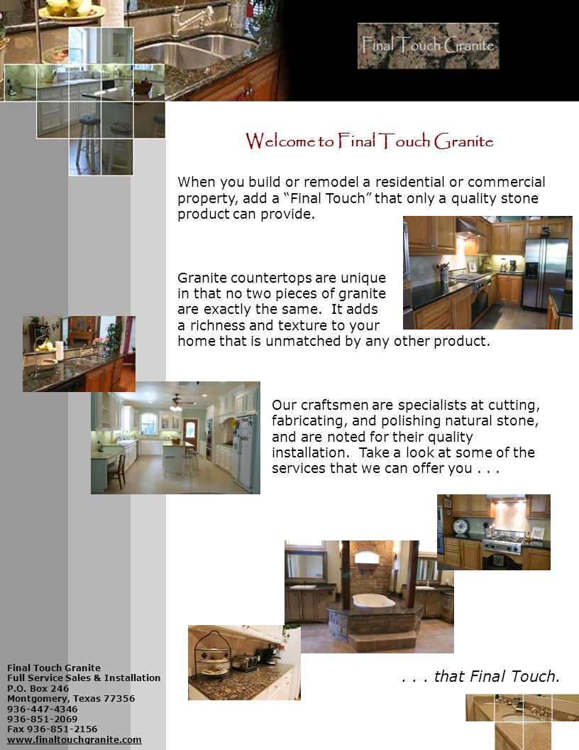 Final Touch Granite Full Service Sales & Installation P.O.