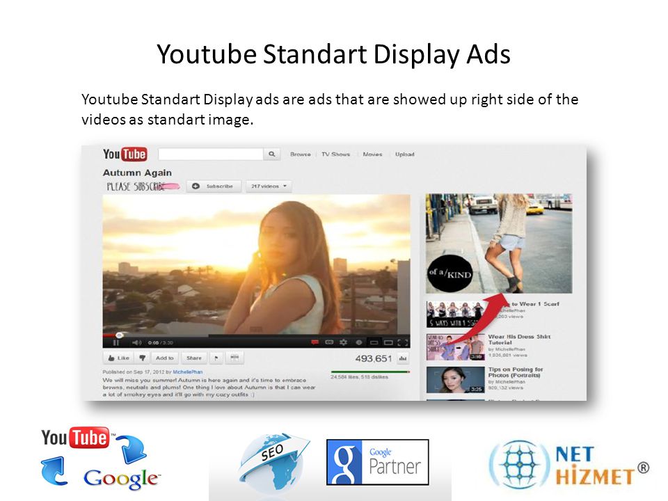 Youtube Standart Display ads are ads that are showed up right side of the videos as standart image.