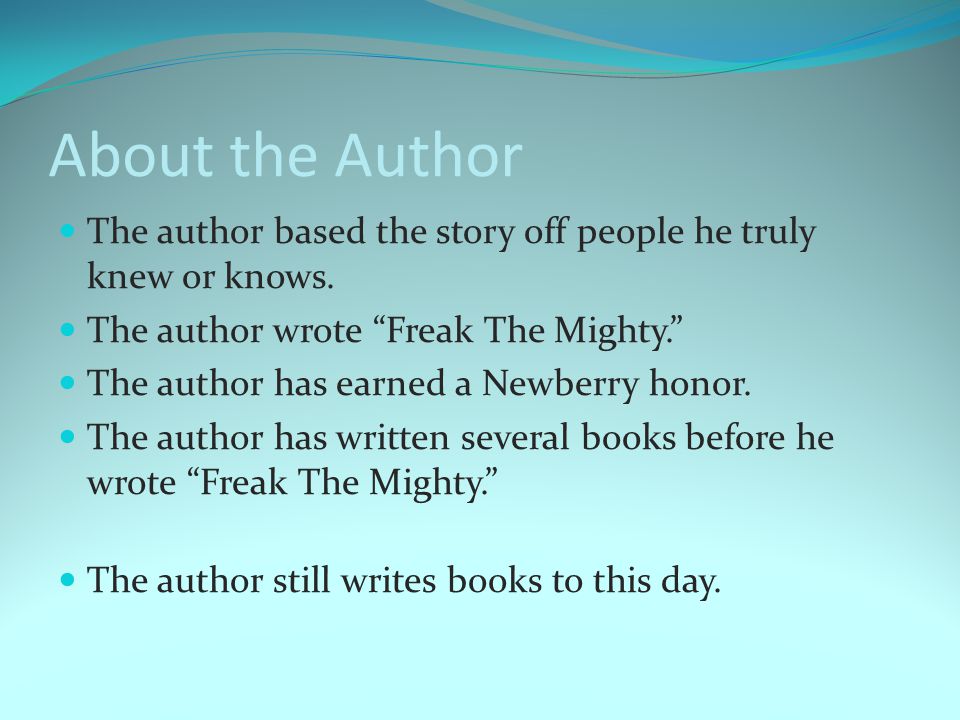 About the Author The author based the story off people he truly knew or knows.
