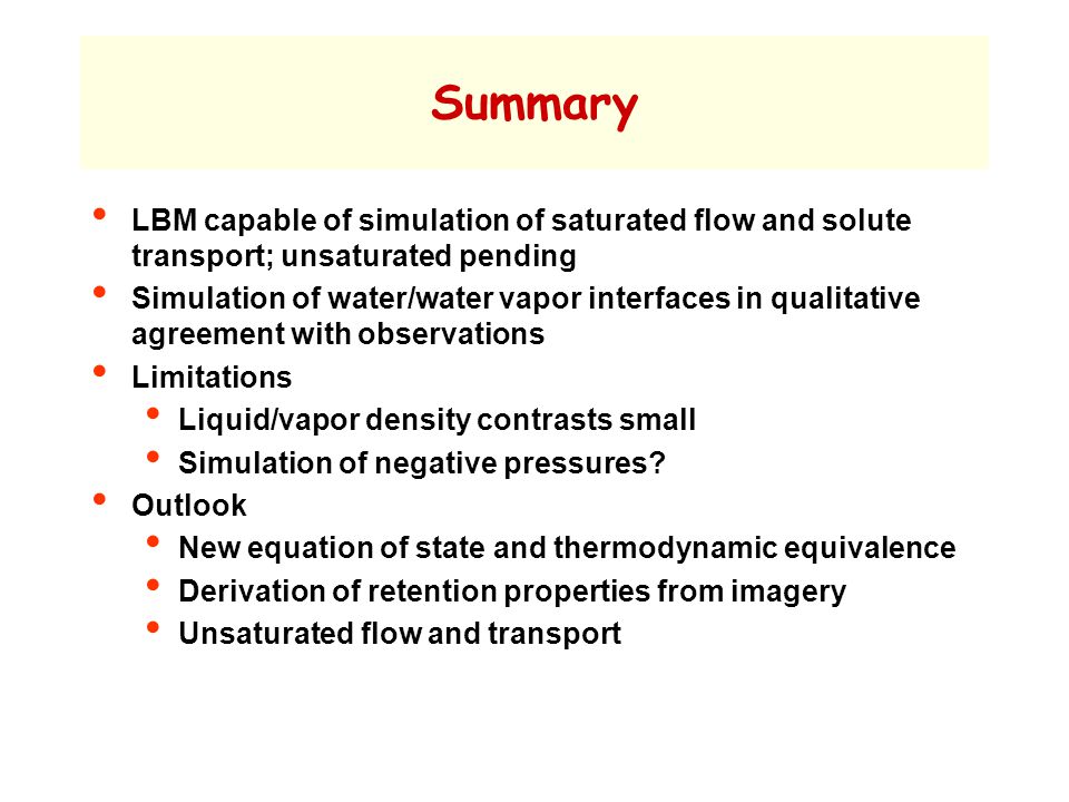 Other Approaches For Modeling Pore E And Liquid Behavior Mike 26 Summary