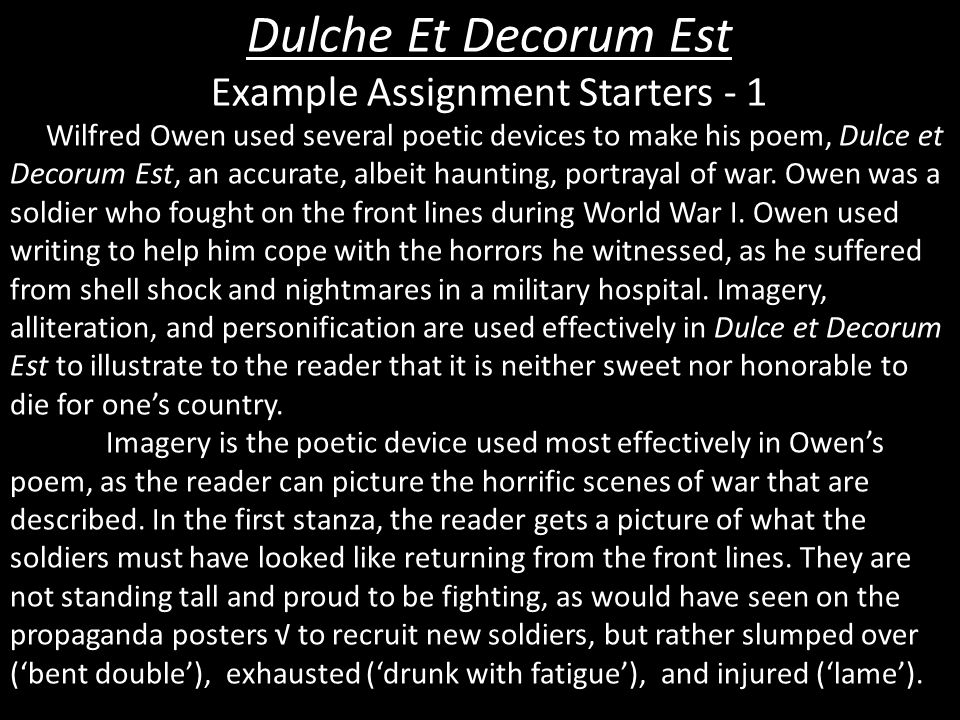 comparing dulce et decorum est and comparing dulce et decorum est and