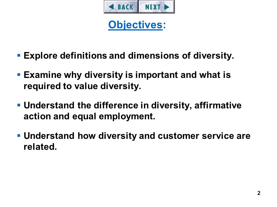 2  Explore definitions and dimensions of diversity.