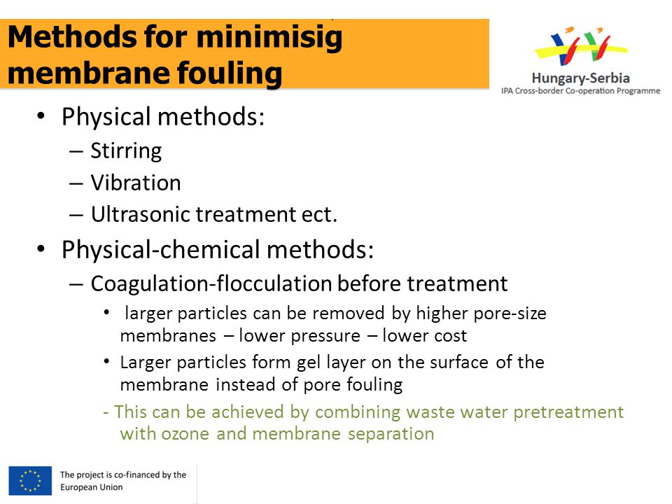 Methods for minimisig membrane fouling..