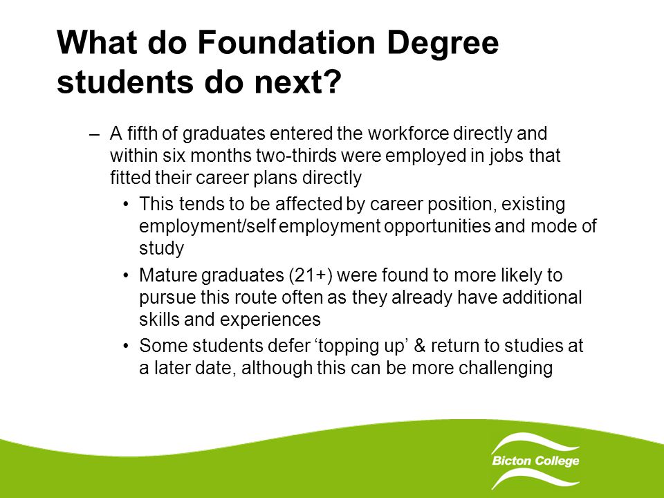 What do Foundation Degree students do next.