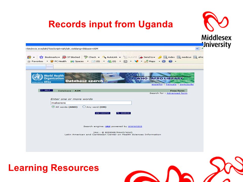 Learning Resources Records input from Uganda