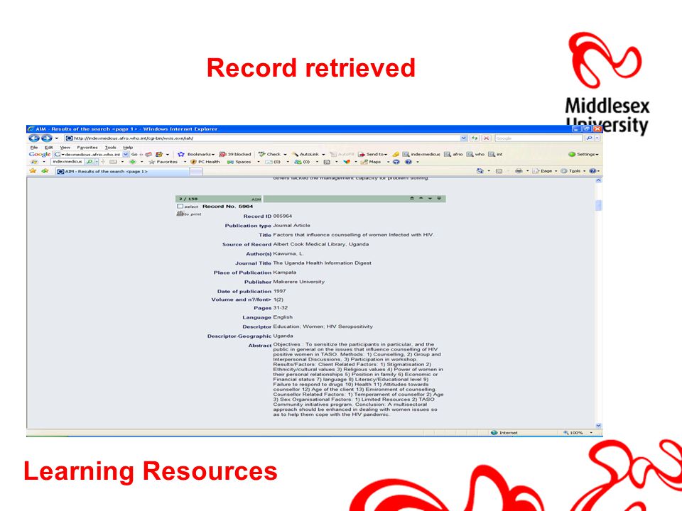 Learning Resources Record retrieved