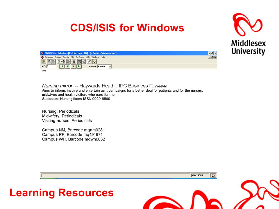 Learning Resources CDS/ISIS for Windows
