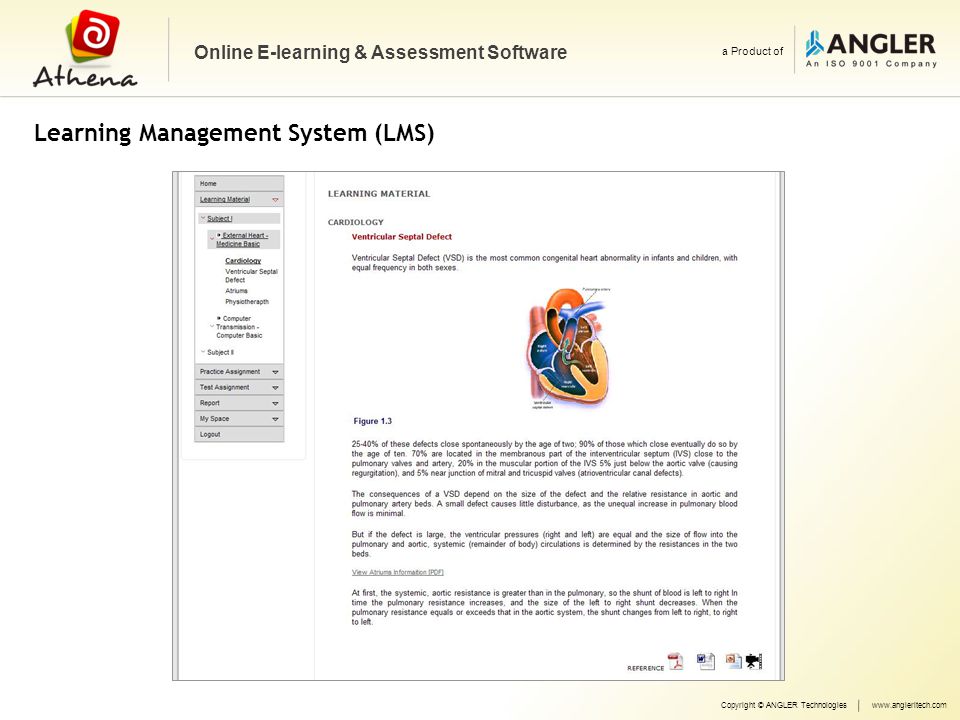 Learning Management System (LMS) Copyright © ANGLER Technologieswww.angleritech.com Online E-learning & Assessment Software a Product of