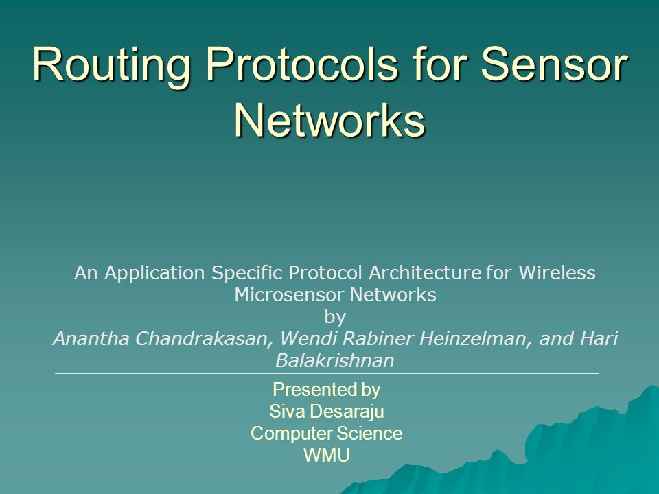 routing protocols for sensor networks presented by siva desaraju wmu transcript request form