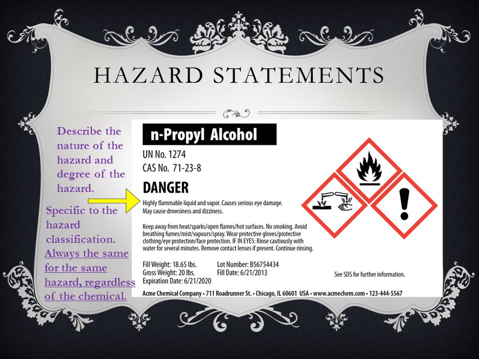 HAZARD STATEMENTS Describe the nature of the hazard and degree of the hazard.