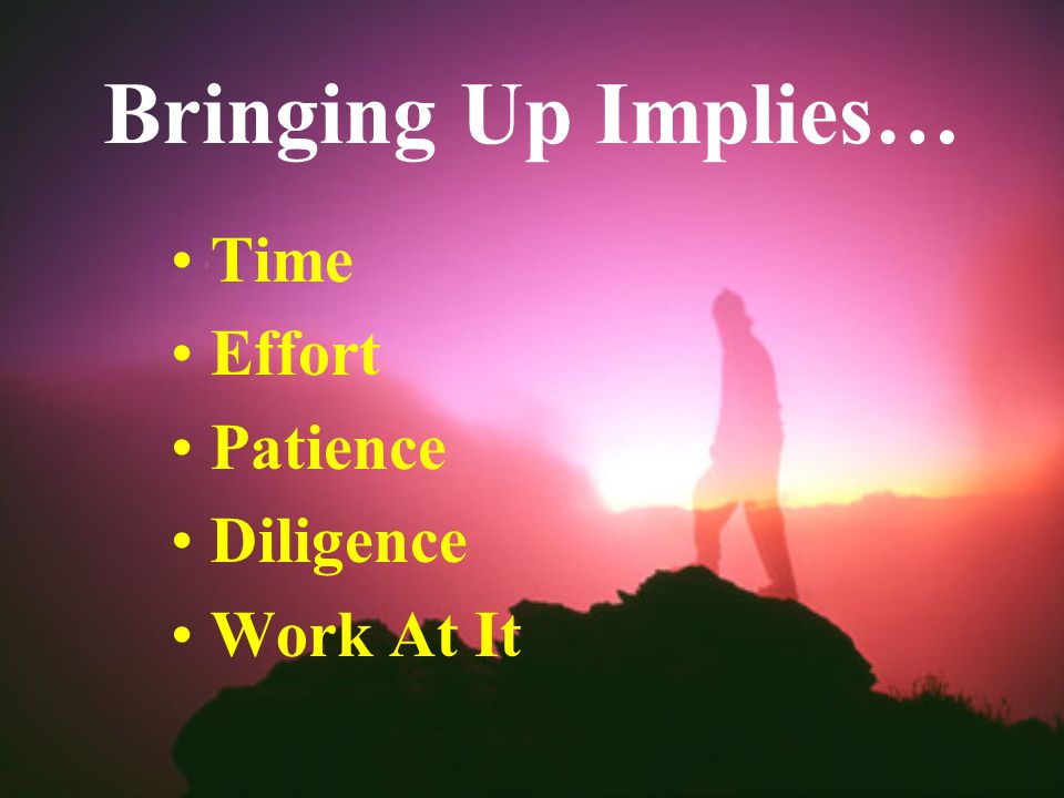 Bringing Up Implies… Time Effort Patience Diligence Work At It