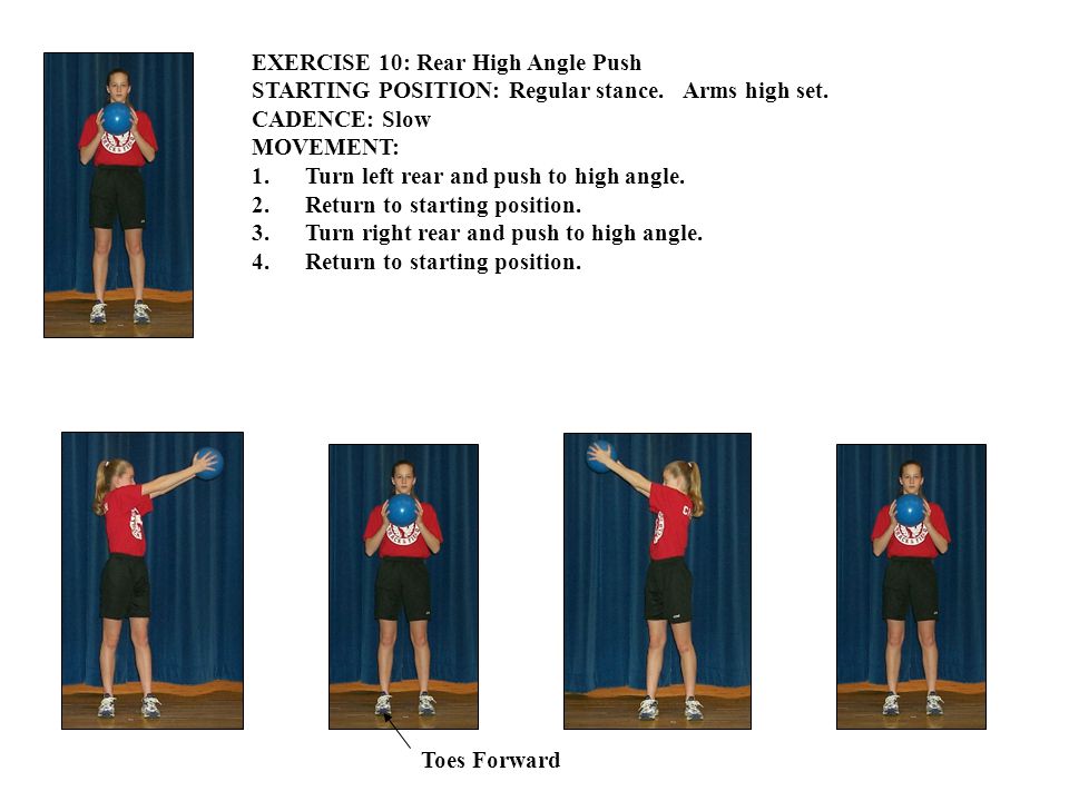 EXERCISE 10: Rear High Angle Push STARTING POSITION: Regular stance.