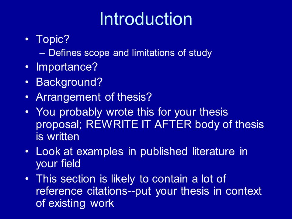 What is scope and limitation in thesis writing
