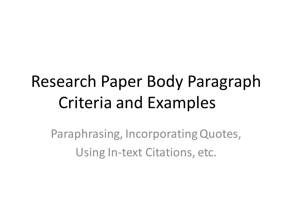 Research Paper In Text Citations