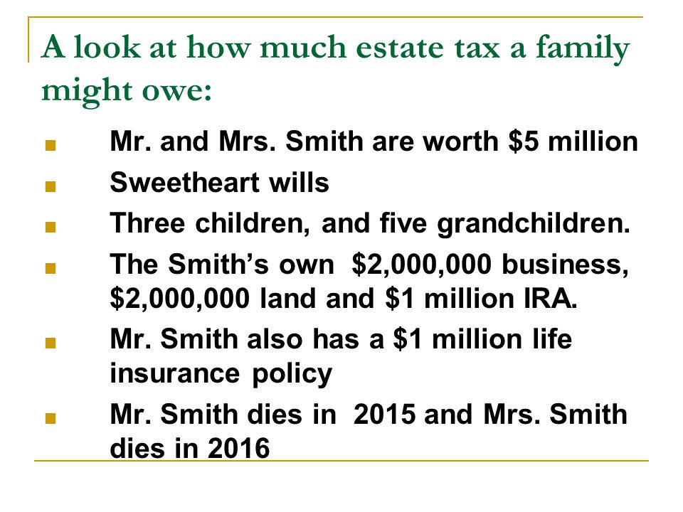 A look at how much estate tax a family might owe:  Mr.