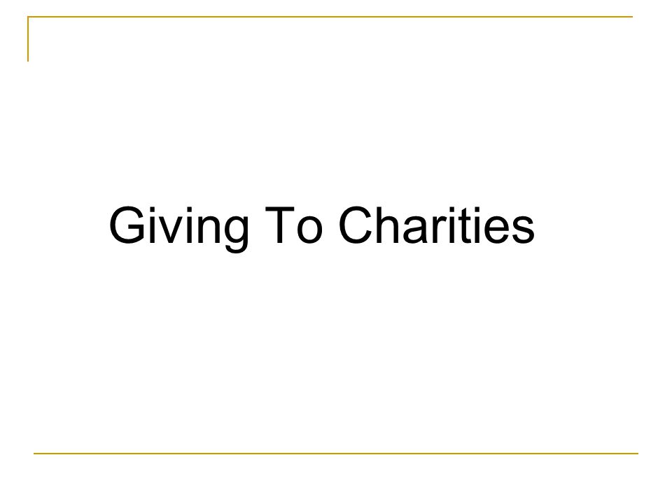 Giving To Charities